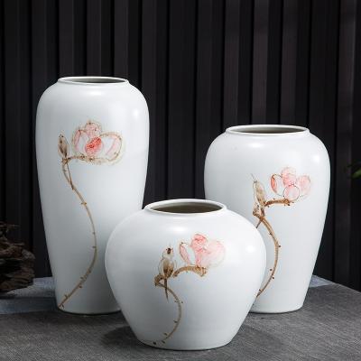 China Decorative Ceramic Cylinder Stoneware Cylinder Vases Contemporary White And Gold Tall Vase For Home Decor for sale