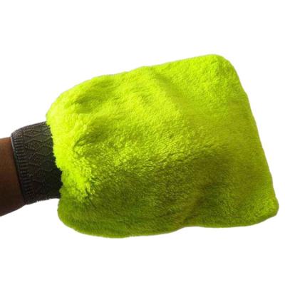 China Customized Coral Velvet Cloth Wash Microfiber Good Quality Quick Dry Car Glove QUICK DRY Cleaning Mitt for sale