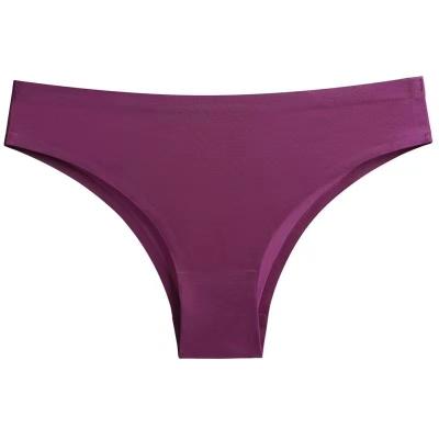 China Antibacterial Wholesale Hot Sale Mid Waist T-back Thongs Laser Cut Spandex Panties Seamless Ice Silk Manufacturer for sale