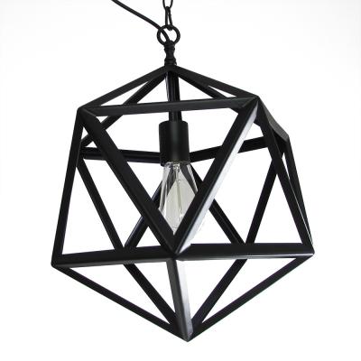 China Vintage retro pendant lights LED lamp metal cube cage lampshade lighting hanging light fixture for sale