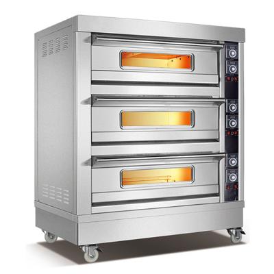 China Bakery Equipment Biscuit Bread Snack Equipment 3 Layer 3 Tray Pizza Oven Deck Oven Electric Baking Oven for sale