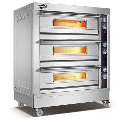 China Commercial Baking Equipment 3 Deck 6 Tray Pizza Bakery Oven Price For Sale,Electric Ovens Bakery for sale