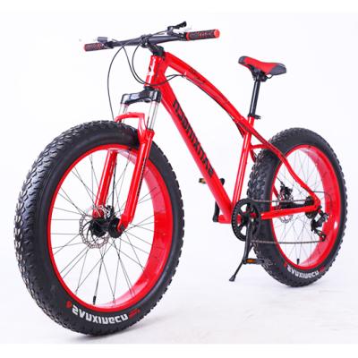 China Fat Tire Men's Steel Mountain Bikes, 26 Inch 7/21 Wheels Speed ​​Snow Bike Beach Bike, High Strength Carbon Steel Frame for sale