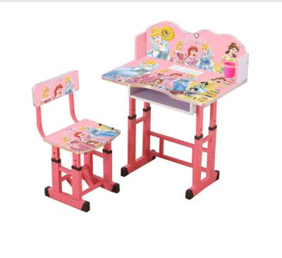 China Environmental Protection Plate Cheap Height Adjustable Colorful Cartoon Image Kids Study Desk for sale