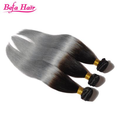 China Silky Straight Tone Brazilian Virgin Hair Ombre Straight Hair Two Wave 1B Factory Price Silver Gray Hair Extensions for sale