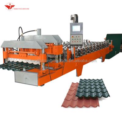 China Building Material Shops 2020 Glazed Metal Bamboo Tile Roofing Roll Forming Machine Made In China for sale