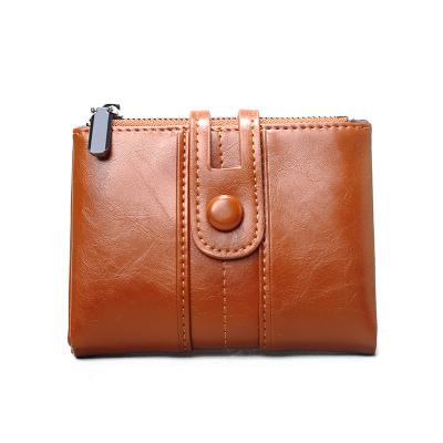 China RFID Women Leather Wallet RFID Blocking Small Zipper Pocket Wallet Cards Case Bifold Purse With ID Window for sale