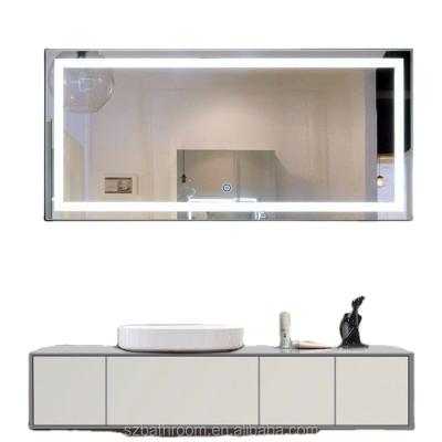 China Double Arm Extend Customized Hotel Bathroom Vanity Fog Light Function LED Illuminated Mirror for sale