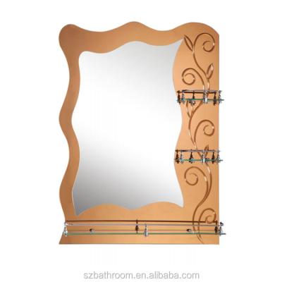 China Double Arm Extend Mirror China Manufacture Wall Mounted Bathroom Mirror With Glass Shelf for sale