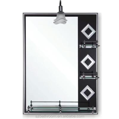 China Double Arm Extend 4mm Wall Bathroom Mirror With Shelives for sale