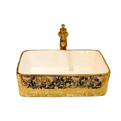 China Luxurious Artistic Luxurious Gold Basin Sink Price In Bangladesh Bathroom Sink for sale