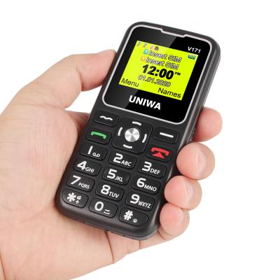 China UNIWA V171 Large SIM Card Easy Use Dual Buttons Mobile Phone GSM SOS Calls Old Man Keypad Feature Keypad Mobile Phone With Power Bank for sale