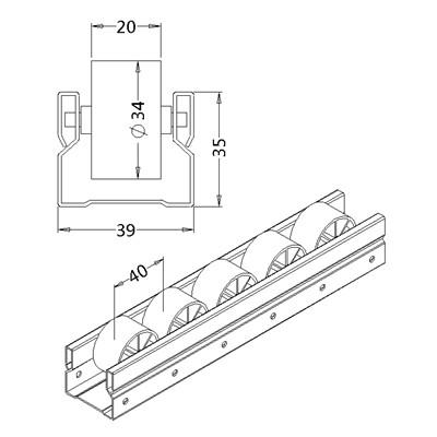 China SGCC PP ESD Metal Roller Track JY-2046 4000mm Length Roller Rail Track for sale