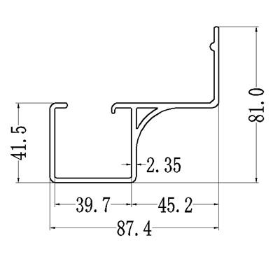 China 4 Meters JY-2080 Black Plastic U Channel 40mm For Roller Track for sale