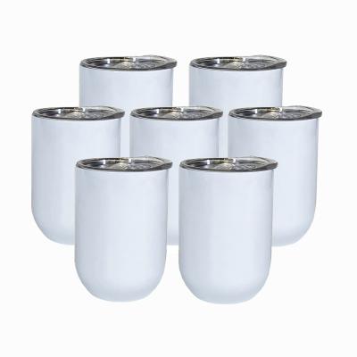 China Custom Logo Sustainable 12oz Bulk Reusable Egg Shape Stainless Steel Thermal Wine Tumbler Cup With Lids for sale