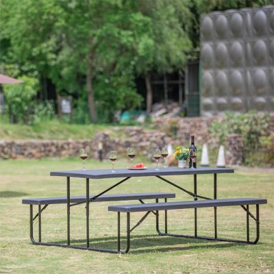 China Modern Outdoor Commercial Thermoplastic Furniture 6ft Long Picnic Tables Steel Restaurant Outside Table With Bench for sale