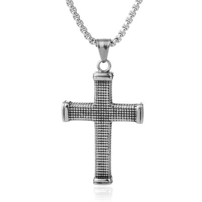 China Vintage Jewelry Vintage Mens Necklace 316L Stainless Steel 3D Cross Pendant Necklace NS 004 for sale