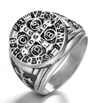 China Fashion JZYR009 vintage jewelry stainless steel male cross letter ring punk ring for sale