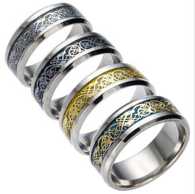 China SM001 Huilin Fashion Jewelry Personalized Customized Colorful Cavity Dragon Stainless Steel Ring for sale