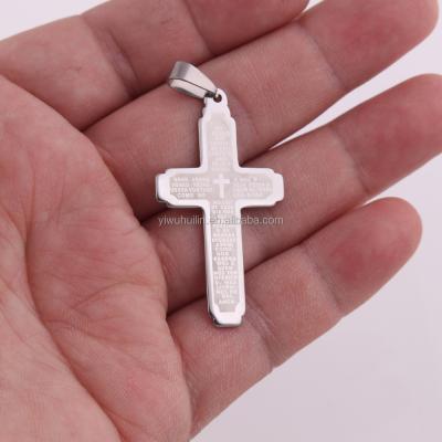 China IMG 3357 Yiwu Huilin Jewelry Stainless Steel Letter NOSSO DE CADA DAI HOJE Trendy Christian Cross Design Your Own Necklace Pendant for sale