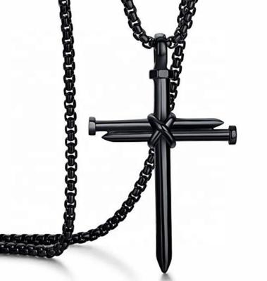 China Trendy Jewelry Men's Huilin Fashion Cross Stud Necklace Personalized Stainless Steel Charm Pendants MEN for sale