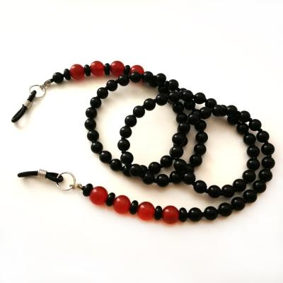 China N020 Plug Glasses Sunglasses Chain Chic Agate Stone Black And Red Anti-lost Non-slip Creative Glass Chain Mix And Match for sale