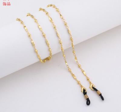 China Wedding Retro Glass Neck Accessories Decorative Hanging Chain Clip Bead GGS005 Glasses Chains Metal Skid Chain for sale