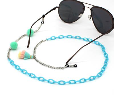 China Blue Wedding Trade Assurance Acrylic Chain Three-layer Tassel Glass Chain Girl Sunglasses Accessory HHR0013 for sale