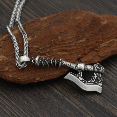 China Hot Selling Vintage Norse FASHIONABLE Viking Amulet Pendant Necklace Personalized Retro Pirate Ax Men's Necklace for sale