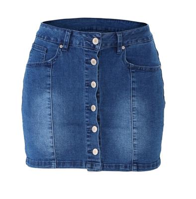 China Breathable Customized 2021 New Women Button Down Denim Skirt High Waist Enzyme Washed Bodycon Pockets Fashion All-match Mini Jean Skirt for sale