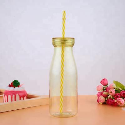 China Bpa Free Promotional Classic Tritan Viable Milk Tea Plastic Bottle With Straw For Adults for sale