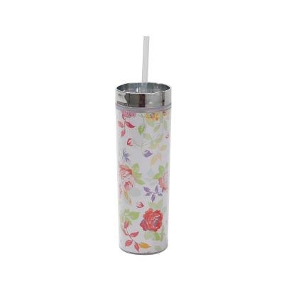 China Small Fresh Shell Viable Flower Plastic Cup Straw Advertising Portable Single Layer Plastic Cup Logo Custom Printed Bottle for sale