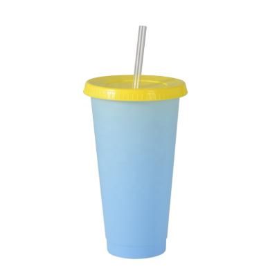 China Wholesale Price Viable Single Layer Plastic Custom Color Changing Factory Cup Plastic Cup With Straw for sale