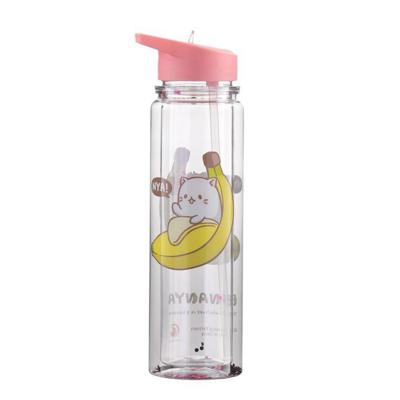 China Tritan Amazon Best Seller Glitter Fashion Straw Sustainable Style Insulated Plastic Water Bottles For Festivals Double Wall Water Bottle for sale