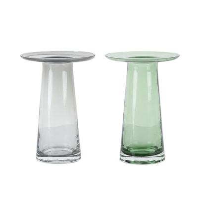 China Minimalist Europe Statistical Style Mini Vase Colored Transparent Glass Vases For Home Decor Tabletop Crystal Flower Vase for sale