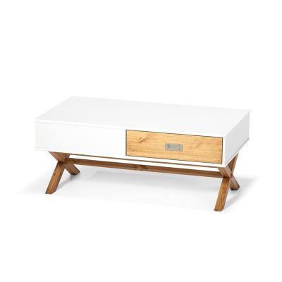 China Modern Modern Coffee Table With Shelf And Drawer Rectangle Particleboard Wood Console Table Sofa 2 Drawer Storage Table for sale