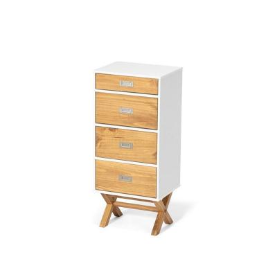 China Modern Modern 4 Drawer Particleboard Wooden Dresser Tallboard with Shelf Storage Chest for Bedroom Chest of Drawers Furniture for sale