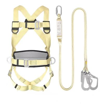 China High Tenacity 5 Point Full Aramid Fiber Body Fall Protection Safety Harness With Seat Belt for sale