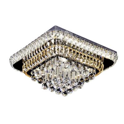 China Simple modern 3 colors led restaurant decorative square led ceiling lamp fixtures, hanging luxury crystal lamp led modern ceiling lights for sale