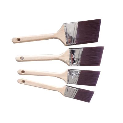 China New Design Good Quality Stainless Steel Ferrule Hard Wooden Handle Synthetic Fiber Paint Brush for sale