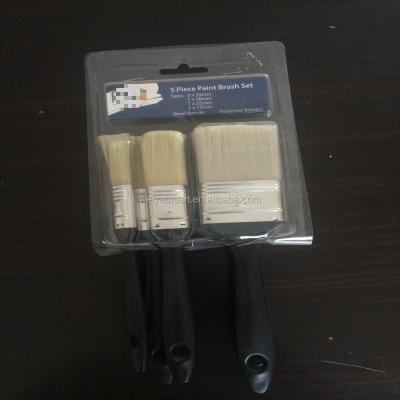 China Black plastic handle steel Ferrule polyester bristles brush set in 5 package for sale