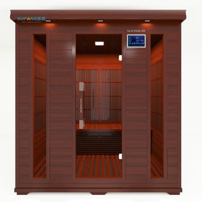 China Computer Control Panel Excellent Quality 4 People Home Wooden Far Infrared Mini Indoor Sauna for sale