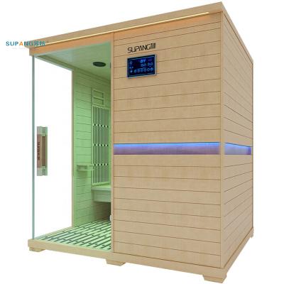 China 4 Person Indoor Canadian Solid Wood Sauna Computer Control Panel Chinese Hemlock Infrared Sauna for sale