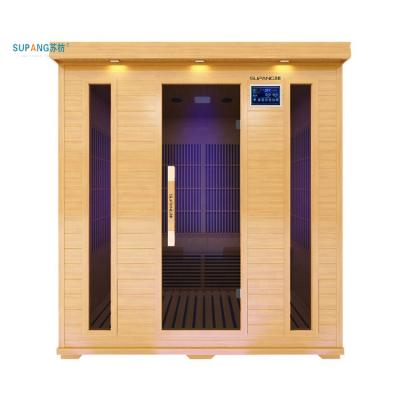 China 2022 Computer Control Panel Sauna Indoor Wooden Far Infrared Solid Wood Sauna Room 4 Person Sauna for sale