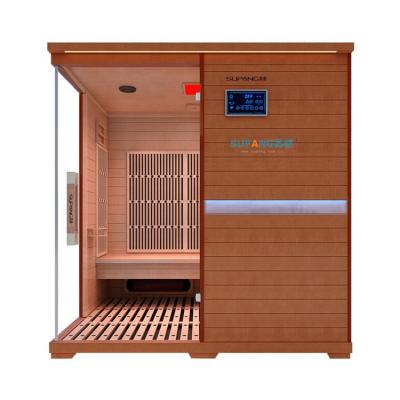 China Canadian Imported Modern Luxury Indoor Infrared Computer Control Panel Snow Red Pine Person Sauna Rooms 4 for sale