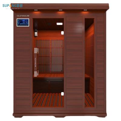 China Computer Control Panel 2021 Modern Design Canadian Imported Red Cedar 3 Person Far Infrared Indoor Sauna Room for sale