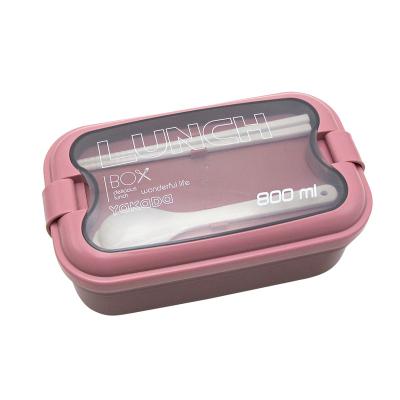 China Freshest Newest PP Storage Box 800ml Bento Lunch Box Kids With Inner Compartment And Cutlery Can Customize Logo for sale