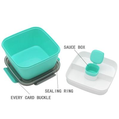 China New Design 5138 Microwavable 2 Layer Hot Working Lunch Box, Sealing Ring And Card Loops With Sauce Box for sale