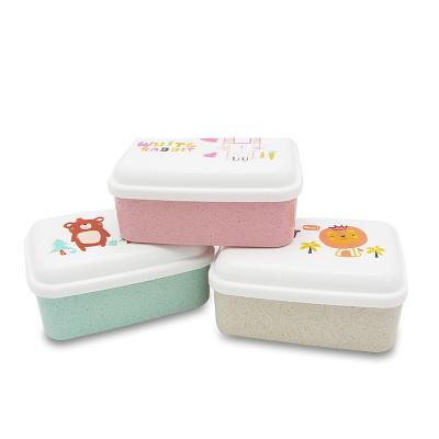 China Wheat Materials Cartoon Preservation Microwavable Lunch Box, Nordic Three Color, Wheat Straw Storage Box Three Pcs Fruit Container for sale