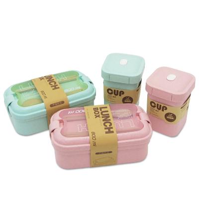 China Sustainable Wholesale Wheat Straw And PP Material With 3 Compartment Lunch Box for sale